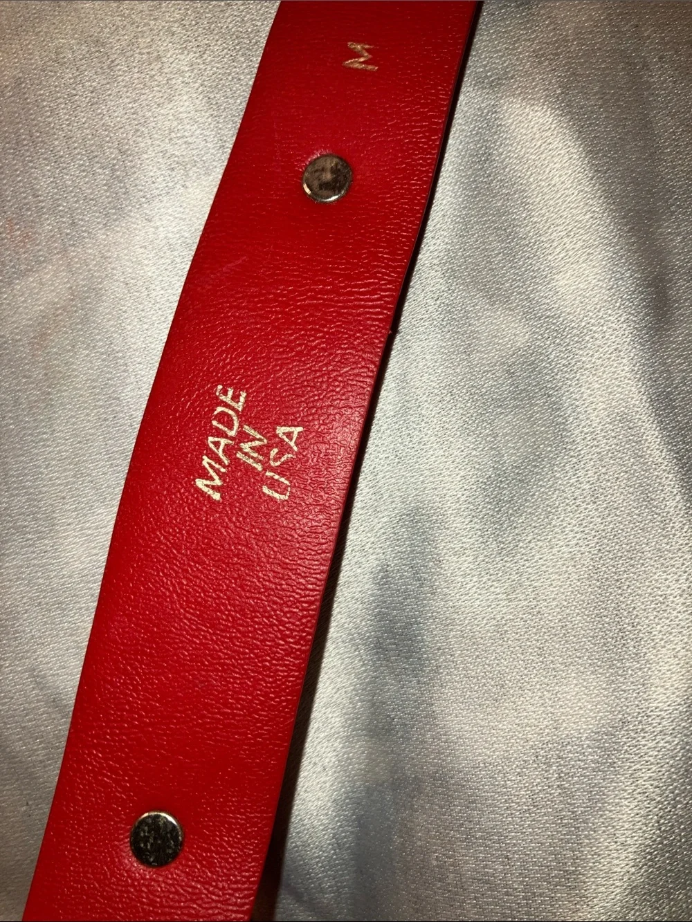 Coach Red Leather Belt with Silver Heart Studs